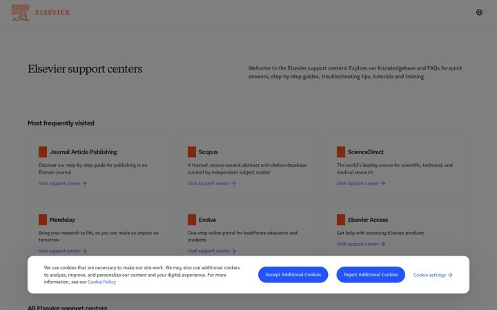 Screenshot of elsevier.support