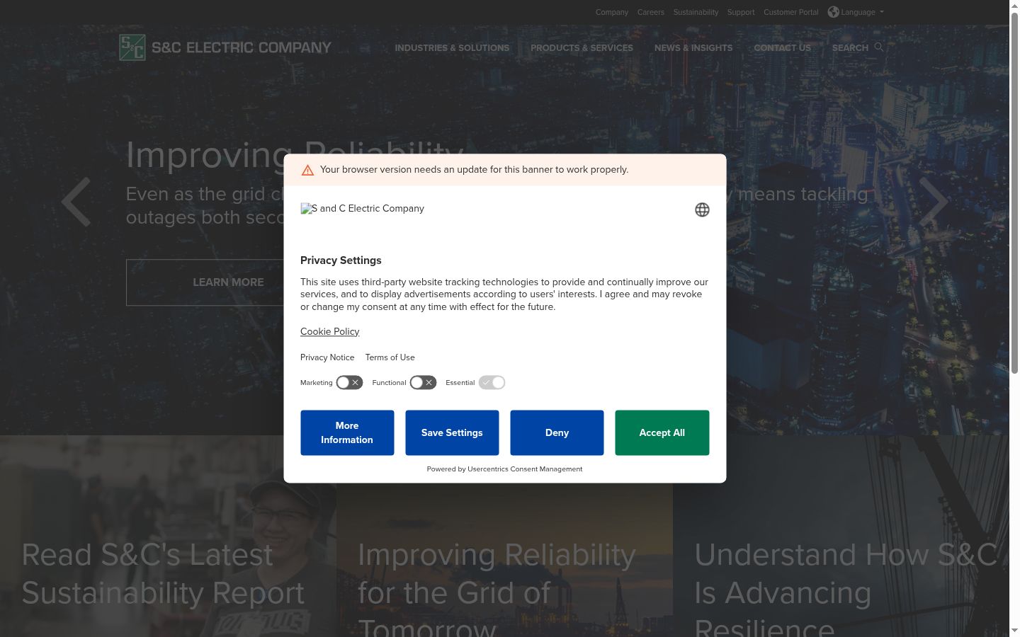 Screenshot of the consent banner shown before any interaction