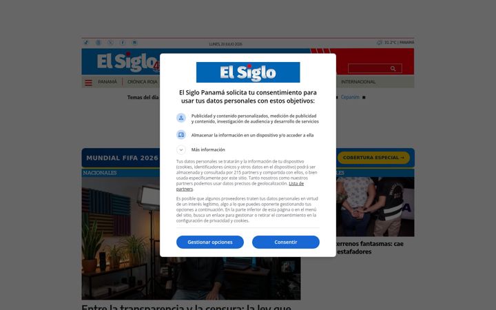 Screenshot of elsiglo.com.pa