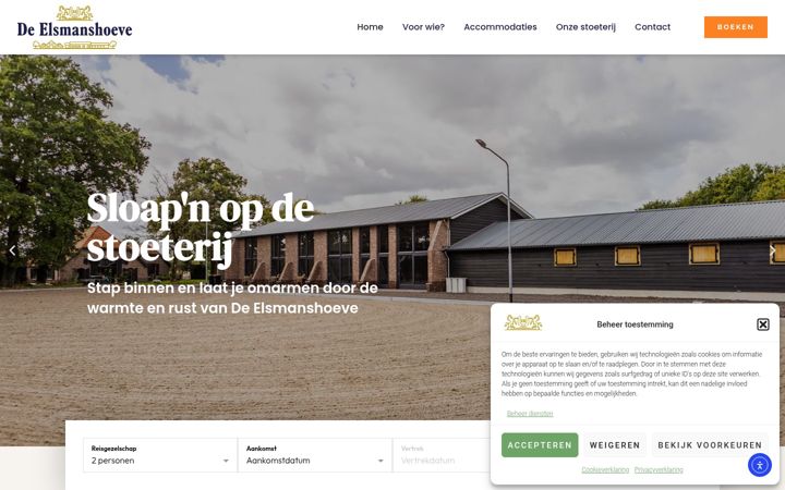Snímek obrazovky elsmanshoeve.nl