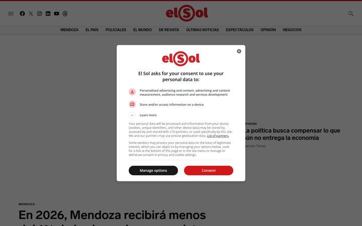 Screenshot of elsol.com.ar