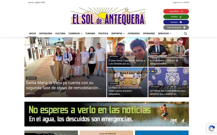 Screenshot of elsoldeantequera.com