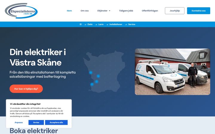 Skjámynd af elspecialisterna.se