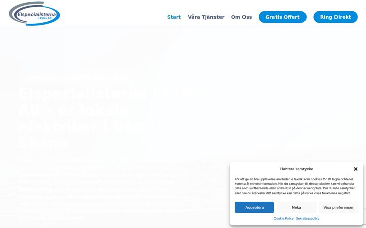 Skjámynd af elspecialisternaeslov.se