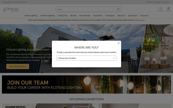 Screenshot of elsteadlighting.com