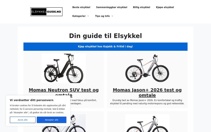 Screenshot van elsykkelguide.no