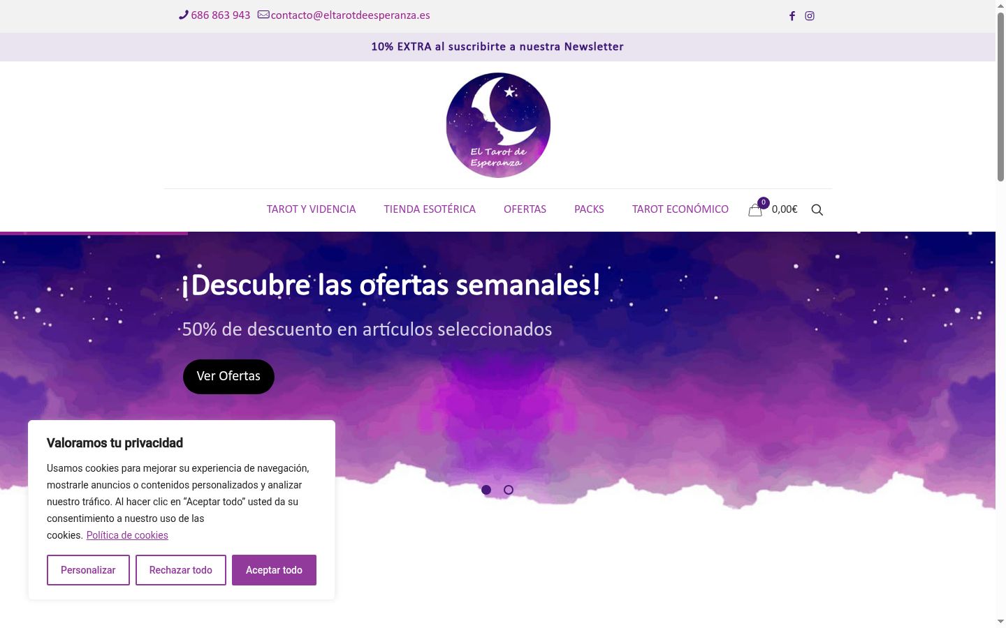 Captura de ecrã do banner de consentimento apresentado antes de qualquer interação