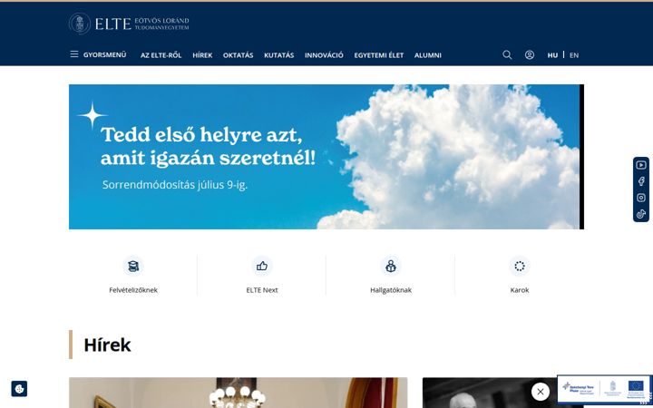 Skjámynd af elte.hu
