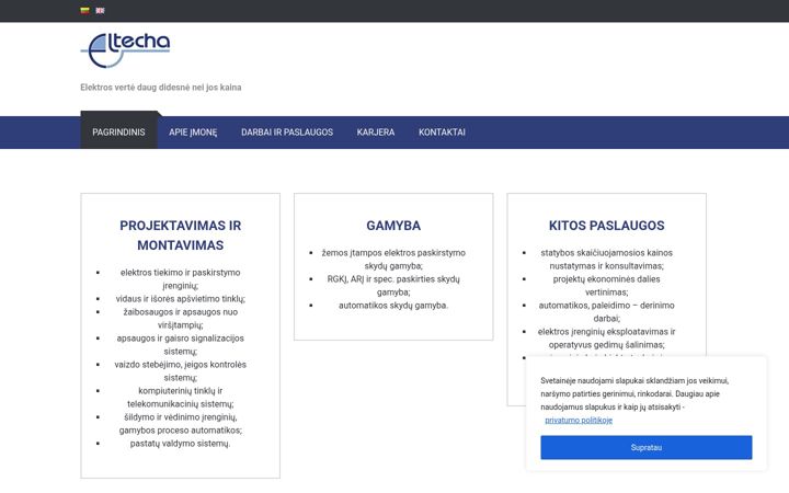 Snímek obrazovky eltecha.lt