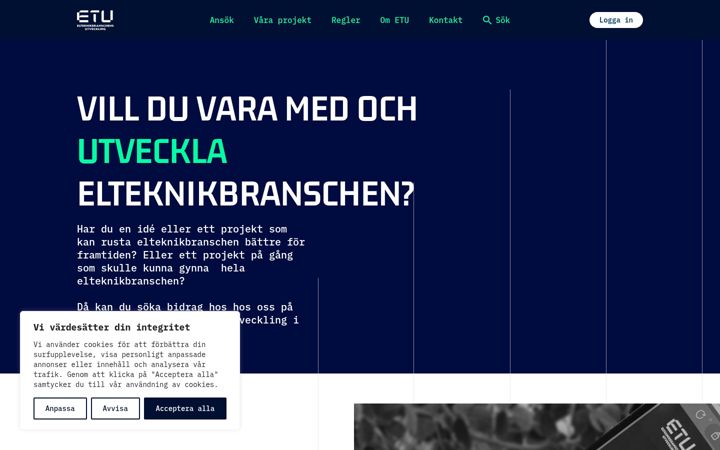 Skjámynd af elteknikutveckling.se