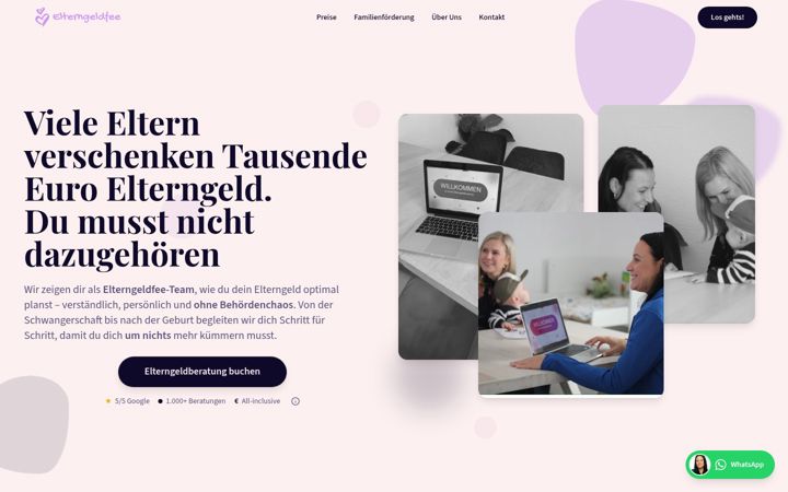 Screenshot of elterngeldfee.de
