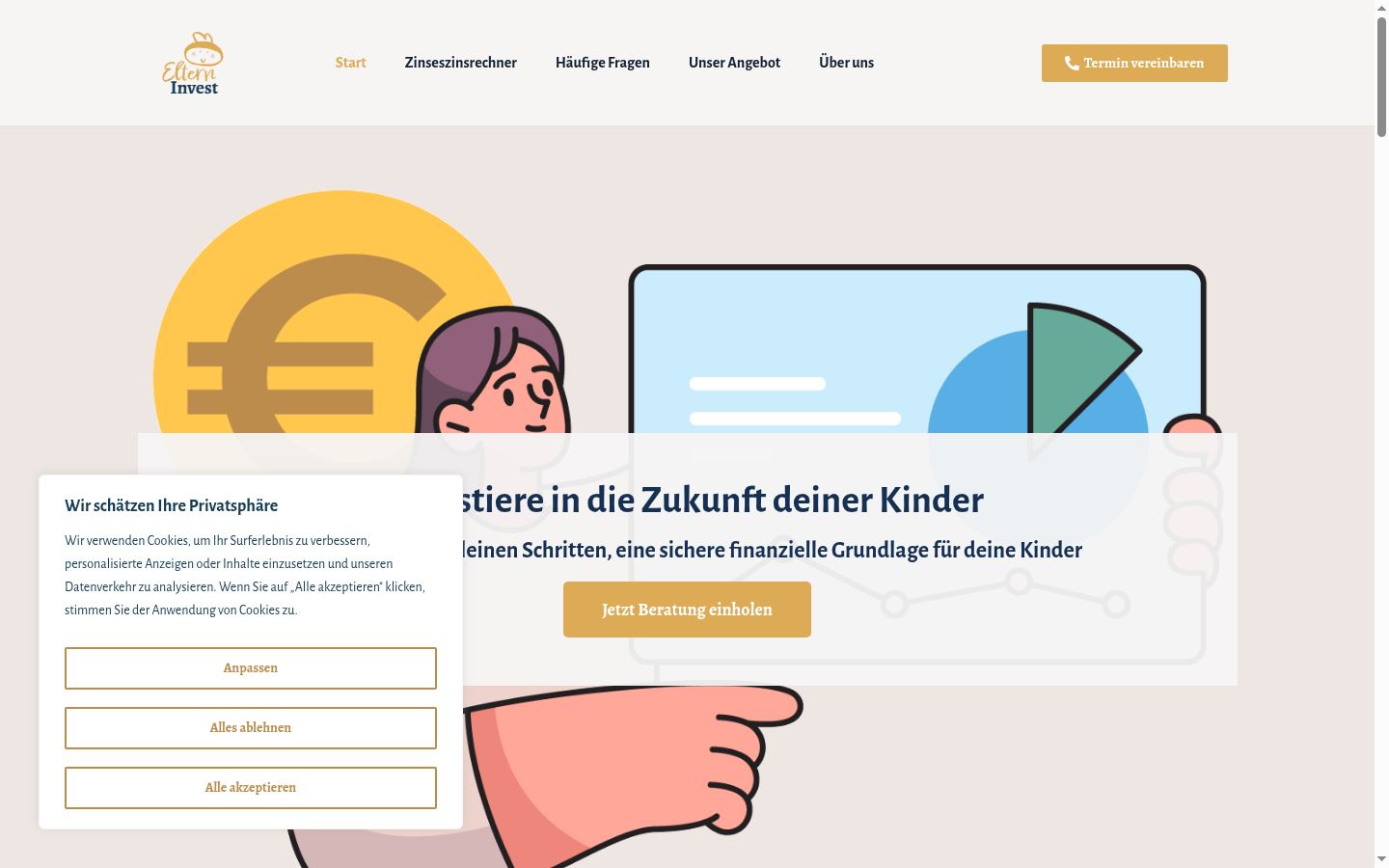 Screenshot del banner di consenso mostrato prima di qualsiasi interazione