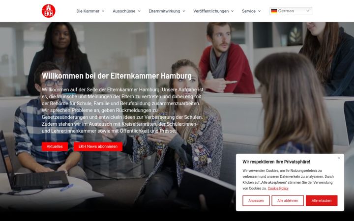 Screenshot of elternkammer-hamburg.de