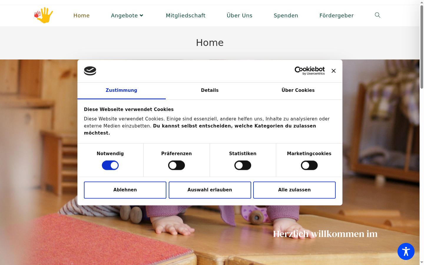 Ekrānuzņēmums ar piekrišanas baneri, kas tika rādīts pirms jebkādas mijiedarbības