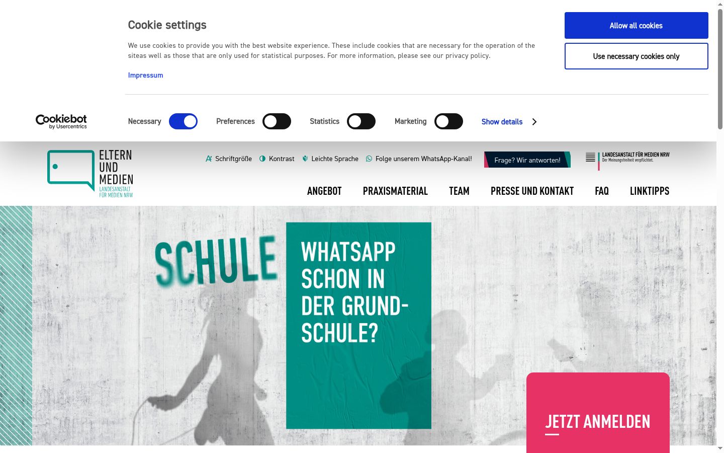Screenshot of the consent banner shown before any interaction