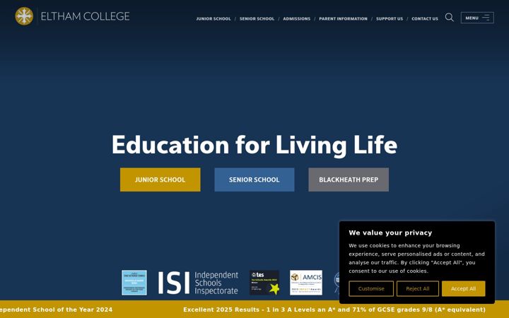 Screenshot von eltham-college.org.uk
