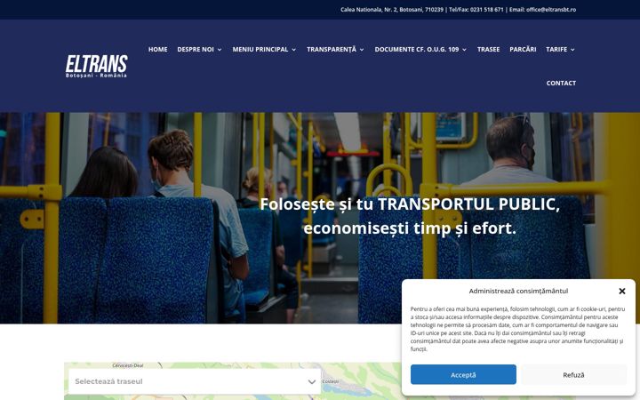 Captură de ecran a eltransbt.ro