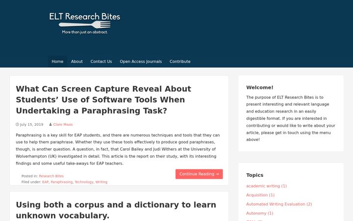 Screenshot of eltresearchbites.com