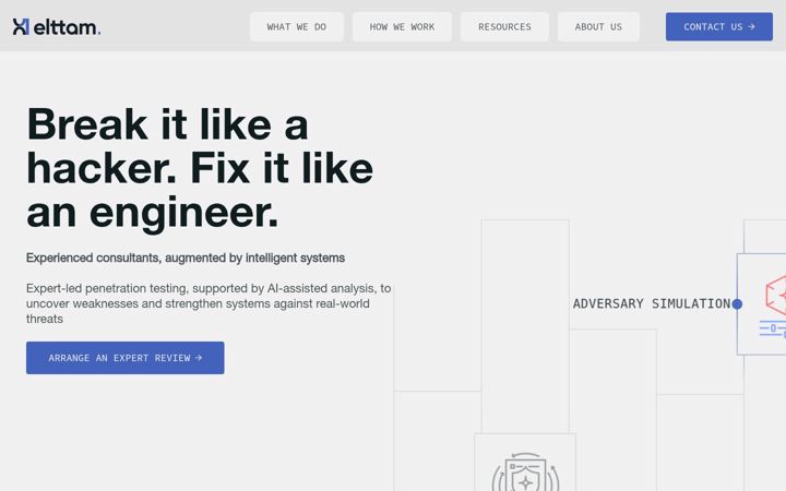 Screenshot of elttam.com