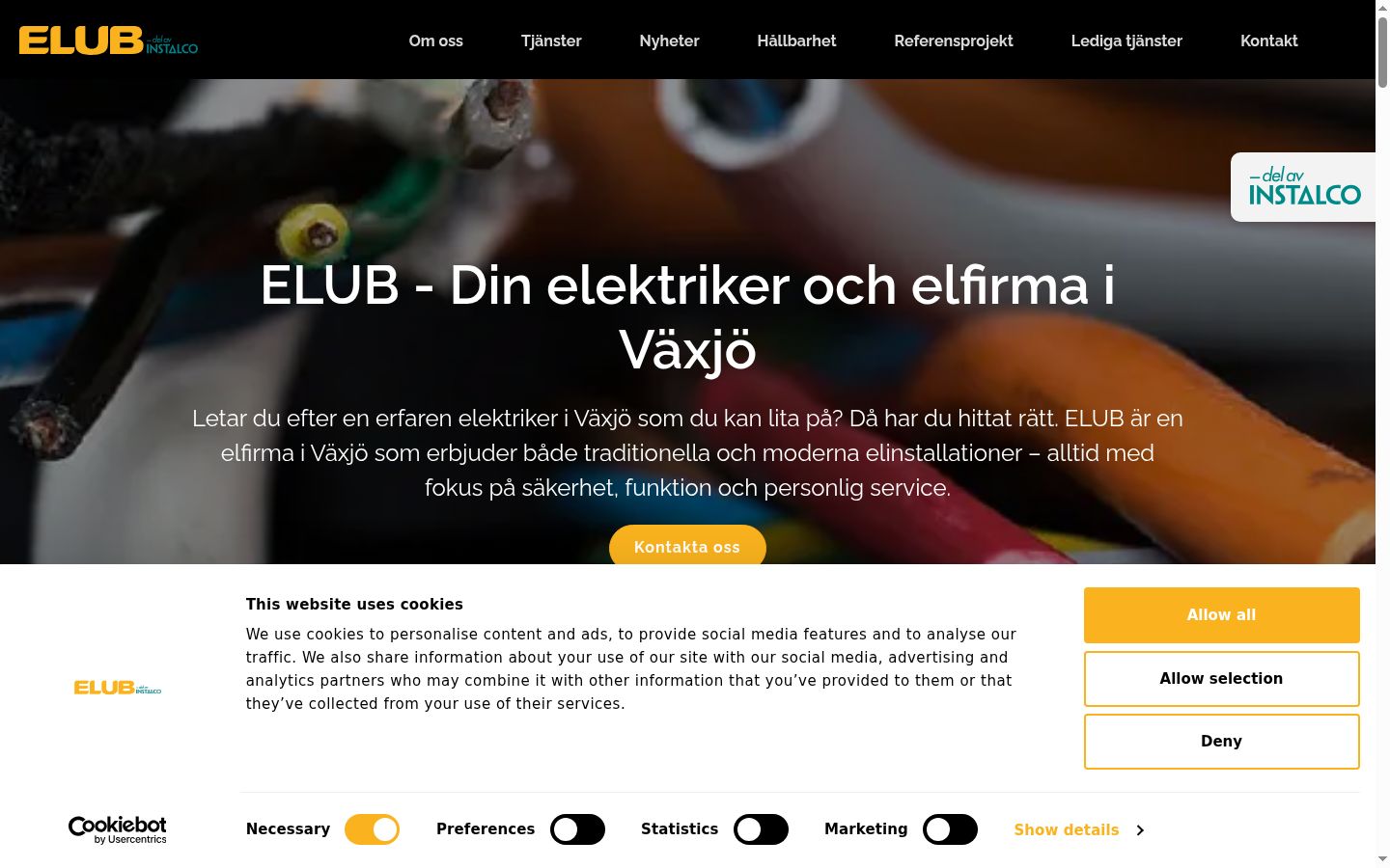 Skjermbilde av samtykkebanneret slik det vises før noen interaksjon