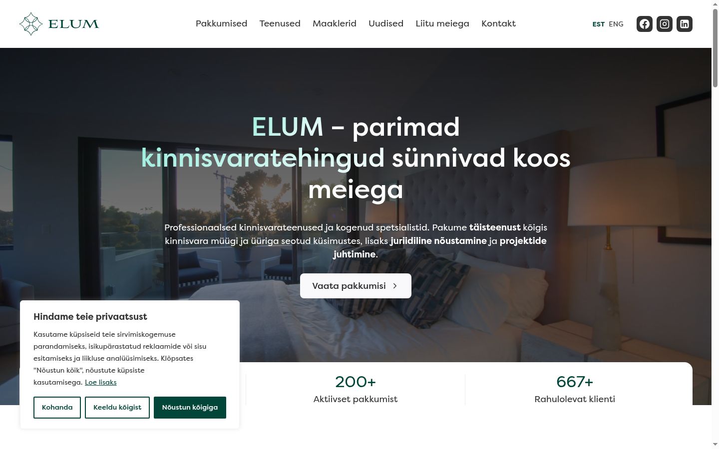 Screenshot of the consent banner shown before any interaction