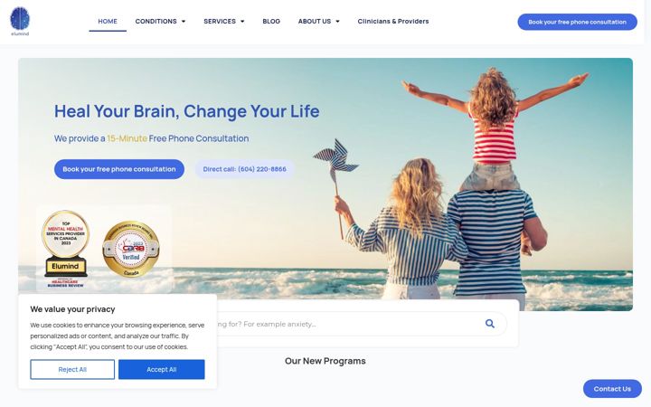 Screenshot of elumind.com