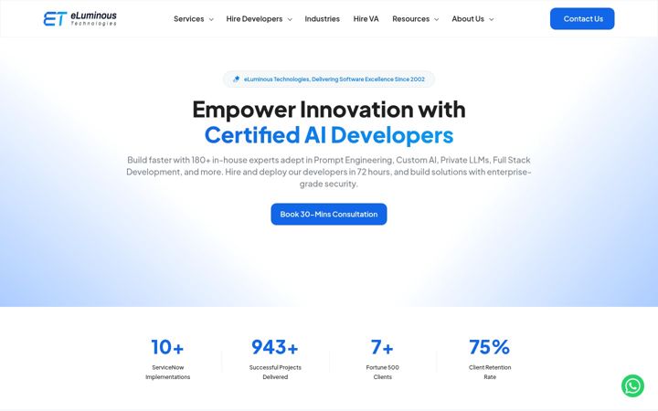 Screenshot of eluminoustechnologies.com