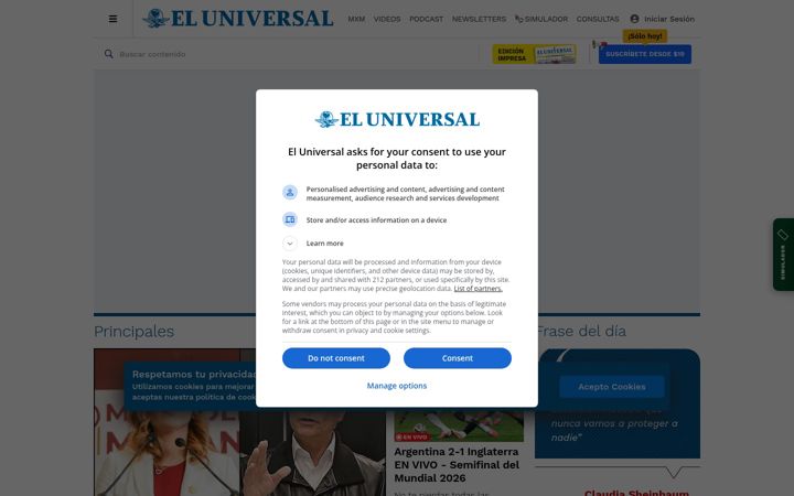 Screenshot του eluniversal.com.mx