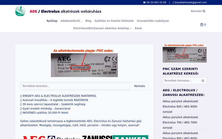 Snímek obrazovky eluxalkatreszek.hu
