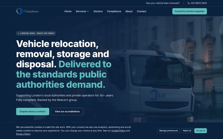 Screenshot von elv-solutions.co.uk
