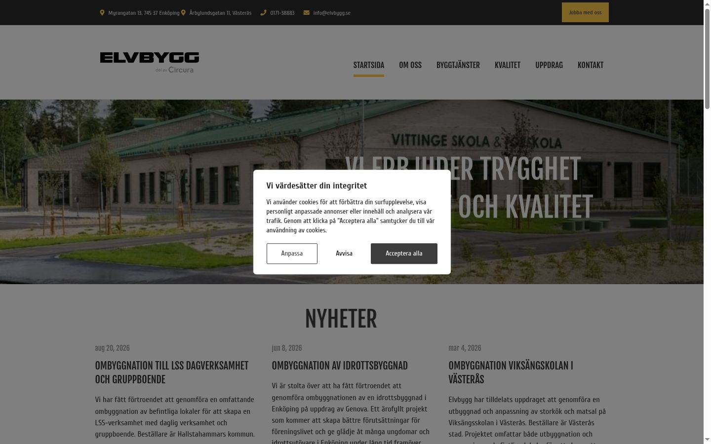Screenshot des Einwilligungsbanners vor jeglicher Interaktion