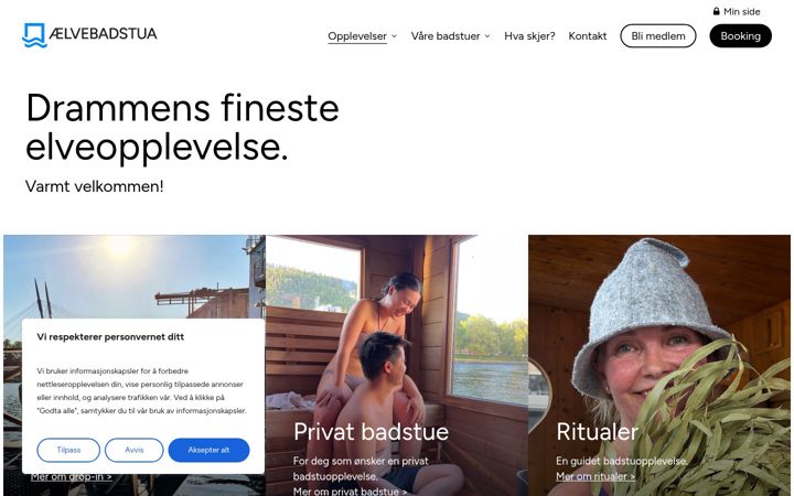 Screenshot van elvebadstua.no