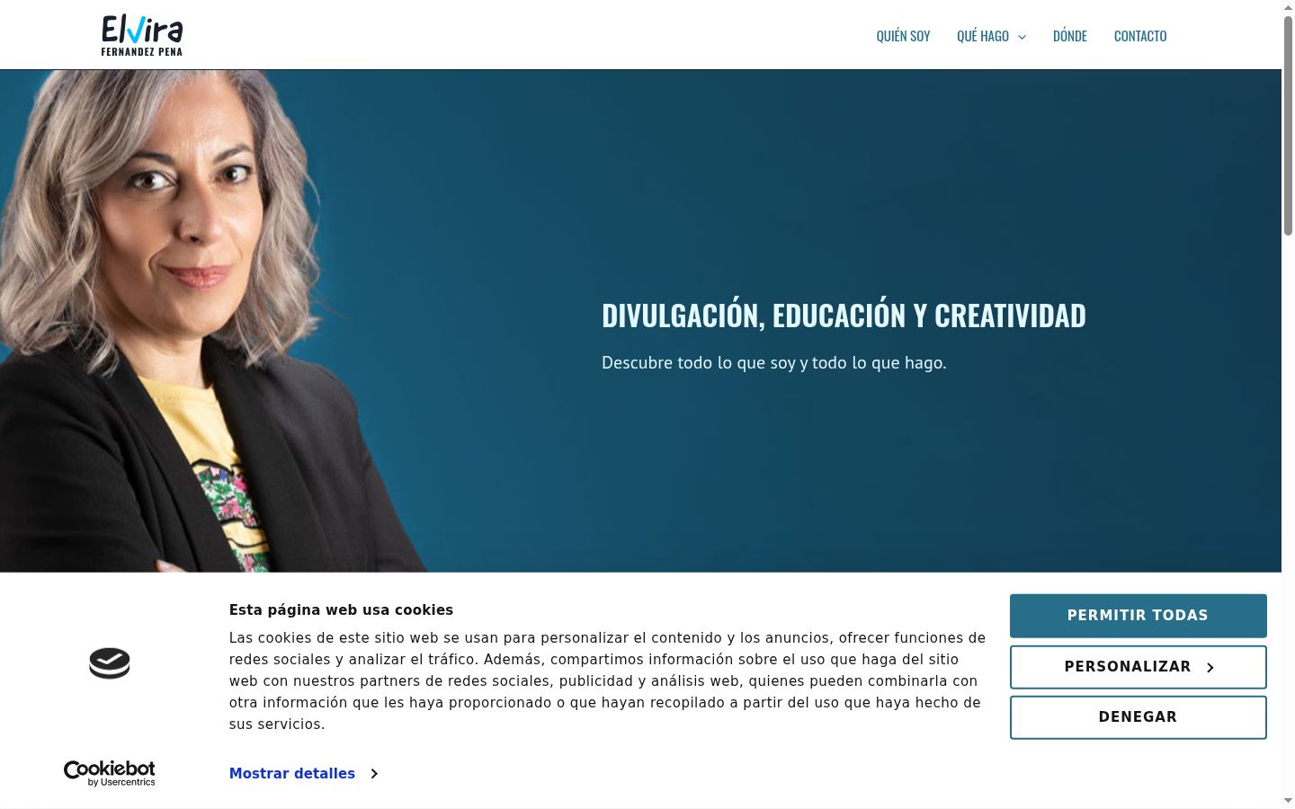 Captura de pantalla del banner de consentimiento mostrado antes de cualquier interacción