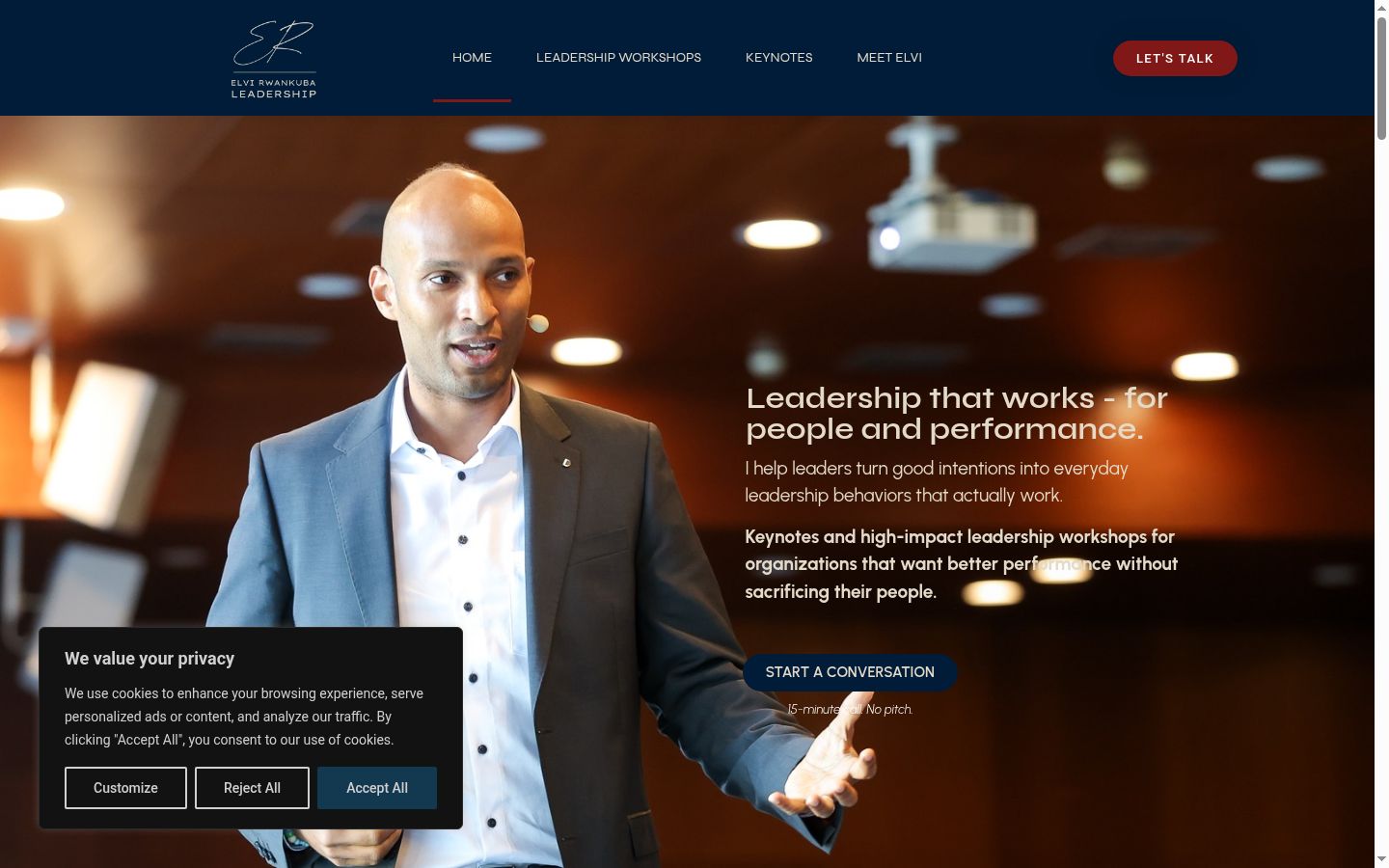 Screenshot of the consent banner shown before any interaction