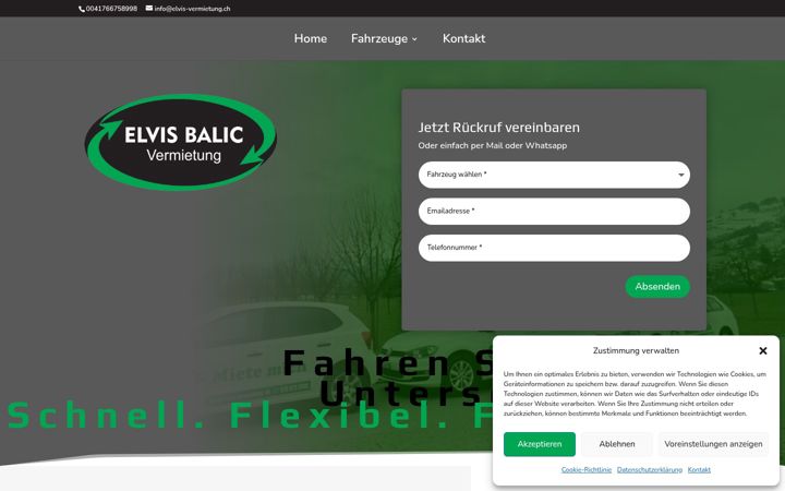 Skärmbild av elvis-vermietung.ch