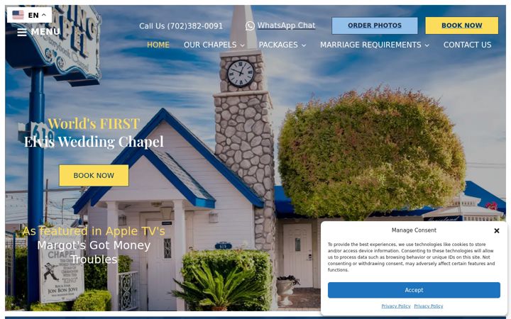 Screenshot of elvisweddings.com