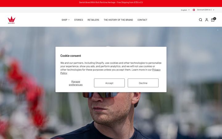 Screenshot of elvstromsailwear.com