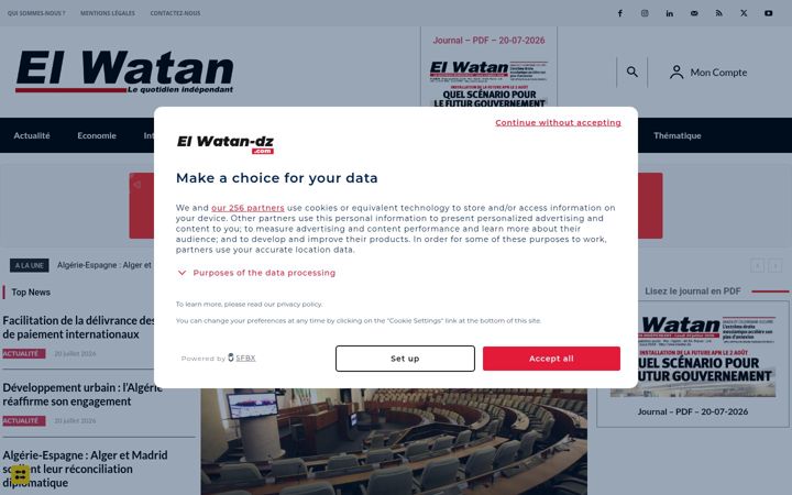 Screenshot of elwatan.dz
