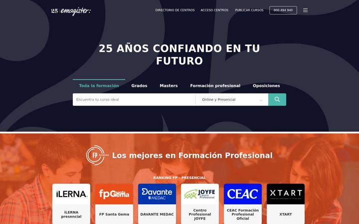Screenshot of emagister.com