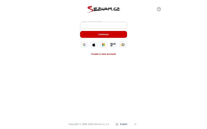 Screenshot of email.cz