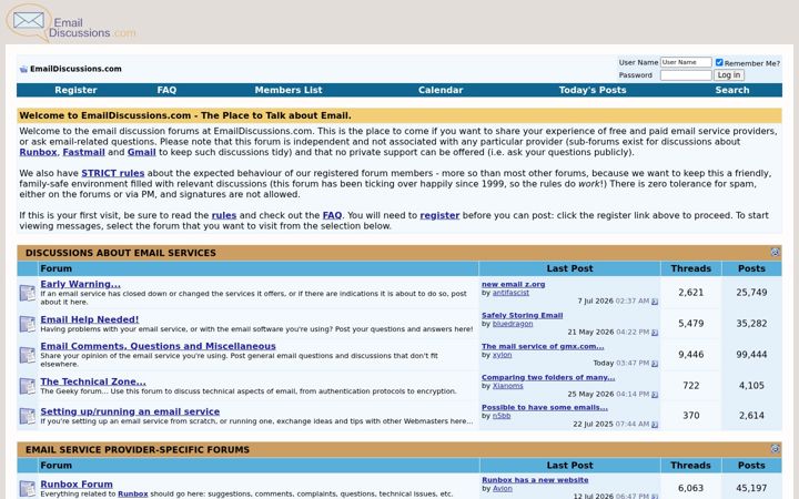 Screenshot of emaildiscussions.com