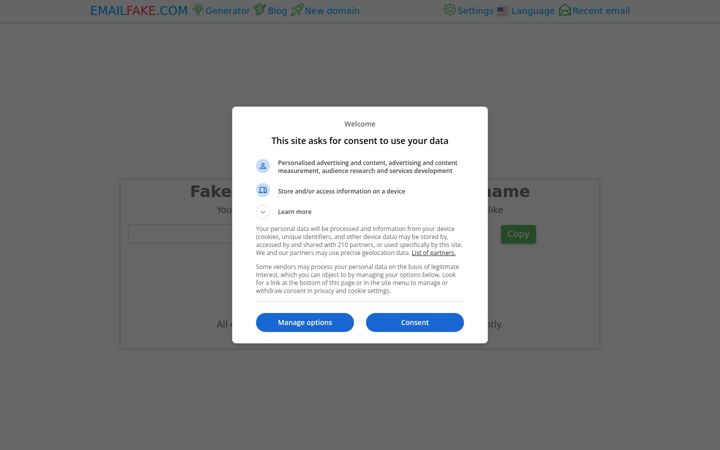 Ekrano kopija emailfake.com