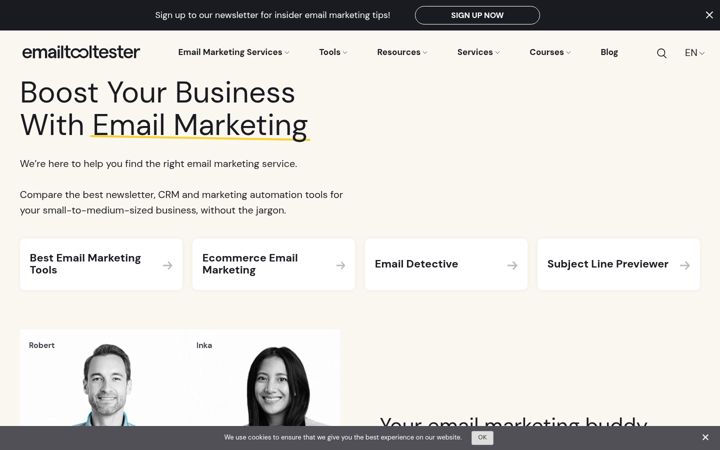 Screenshot of emailtooltester.com