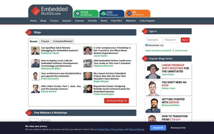 Screenshot of embeddedrelated.com
