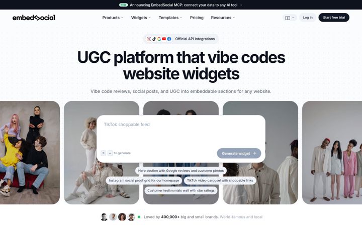 Screenshot ta' embedsocial.com