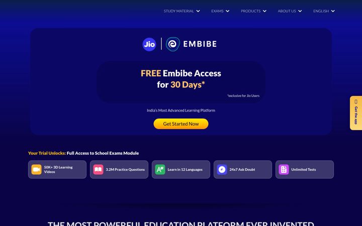 Screenshot of embibe.com
