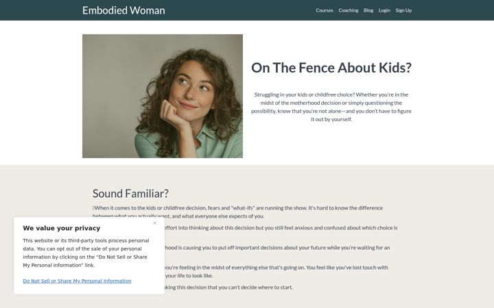 Screenshot of embodiedwoman.com