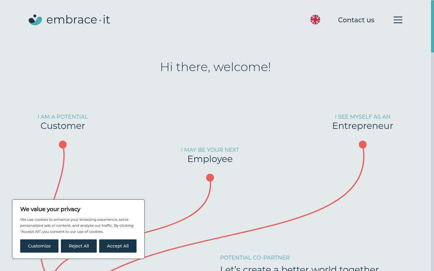 Screenshot of the consent banner shown before any interaction