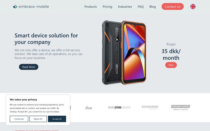 Screenshot di embrace-mobile.dk