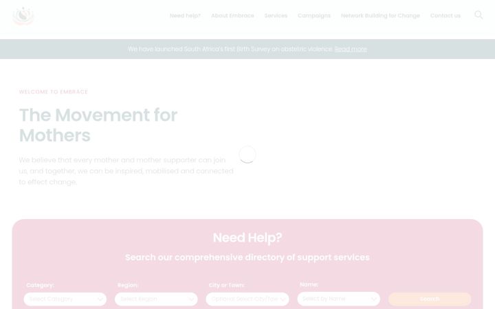 Screenshot of embrace.org.za